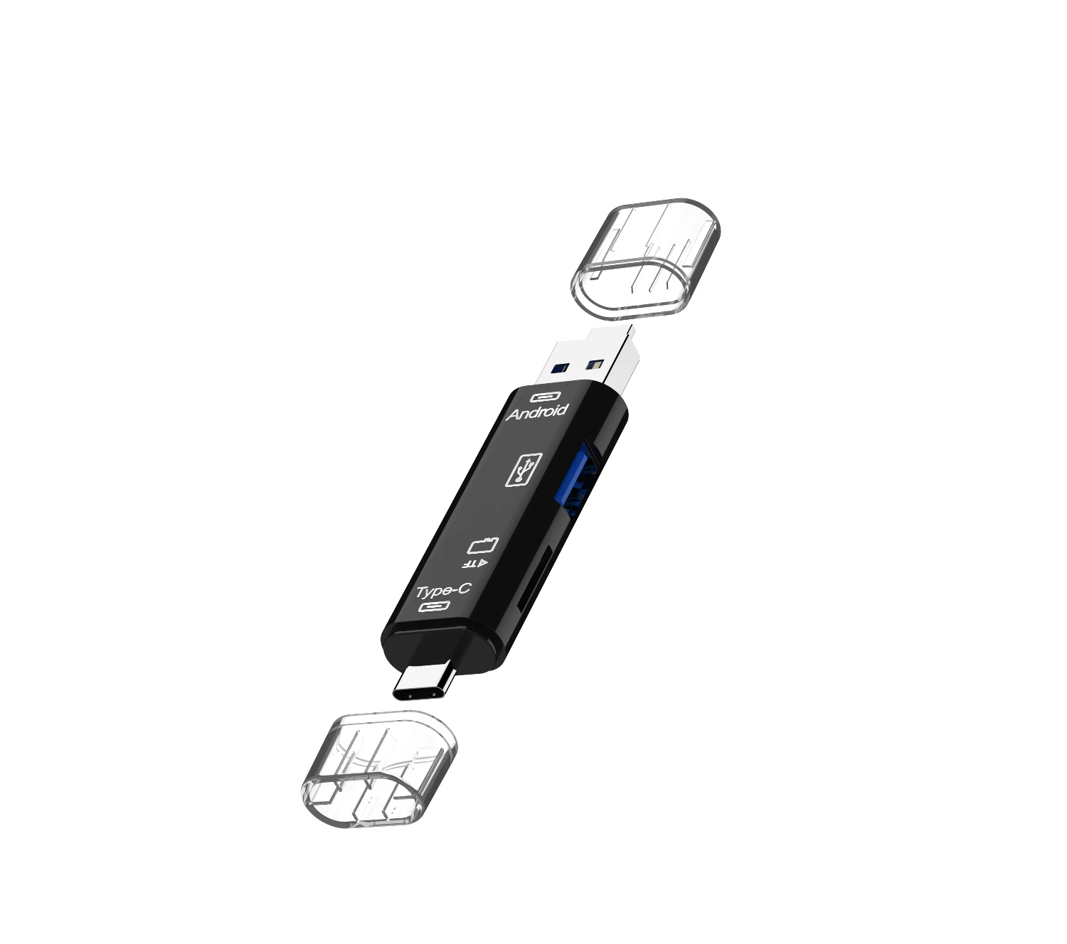 Сверхзвуковая многофункциональная карта памяти OTG адаптер USB женский интерфейс/type-c/Micro usb/usb интерфейс для смартфона Macbook - Цвет: Черный