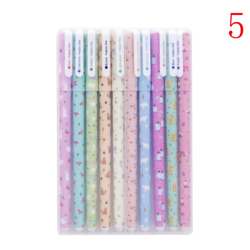 N5 10PCS Каваи гелевые карандаши 6/10 шт цветные чернильные ручки набор милые мини письма для мальчиков и девочек офисные школьные канцелярские принадлежности - Цвет: N5 10PCS