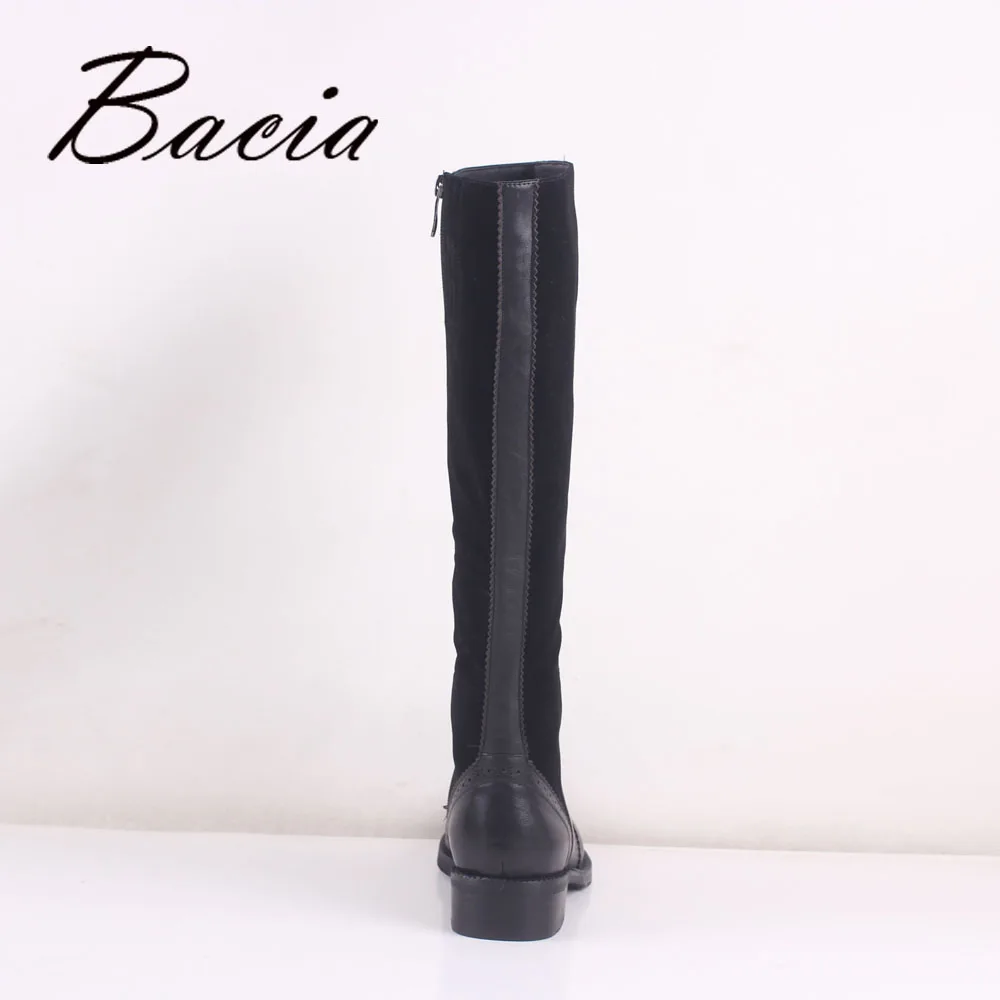 Bacia/100% натуральная кожа женская обувь сапоги до колена круглый носок квадратный
