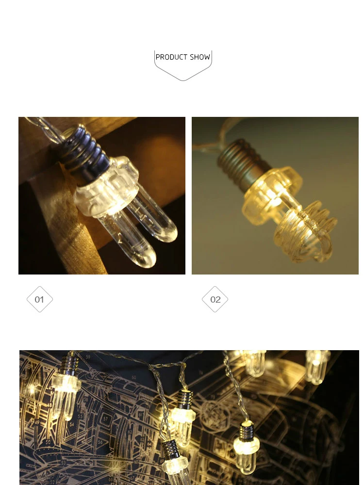 Decorative Lights Kids U Type Transparent Bulb Christmas Garland Battery 20 Leds Night Guirlande String Chain Flasher | Лампы и