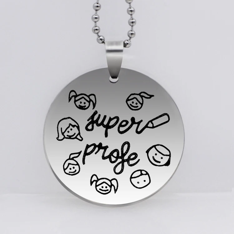 

Personality Teacher Disc Necklace New Design Stainless Steel Collar Necklaces Jewelry Best Gift for Teachers YP6826