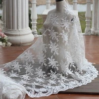 alencon ivory high quality cord bridal lace fabric high end elegant fine workmanship tulle mesh embroidered wedding lace