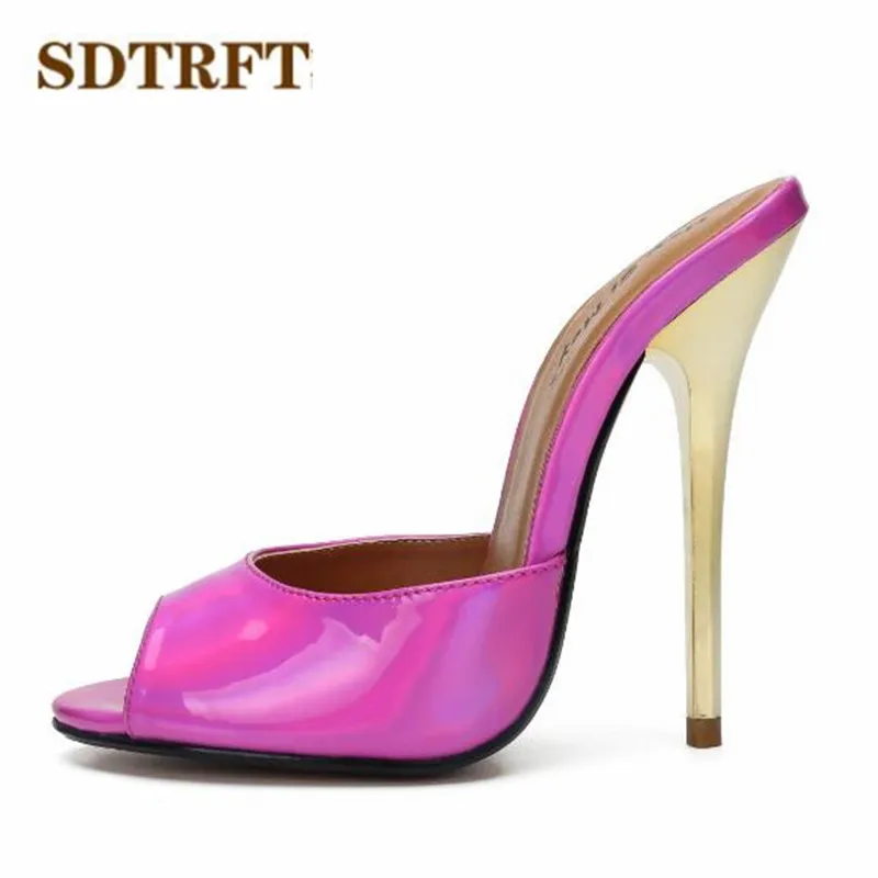 

SDTRFT Stiletto Plus:45 46 47 48 49 50 sandals 14cm Ultra high thin heels sexy Open toe red wedding women slides wedding shoes