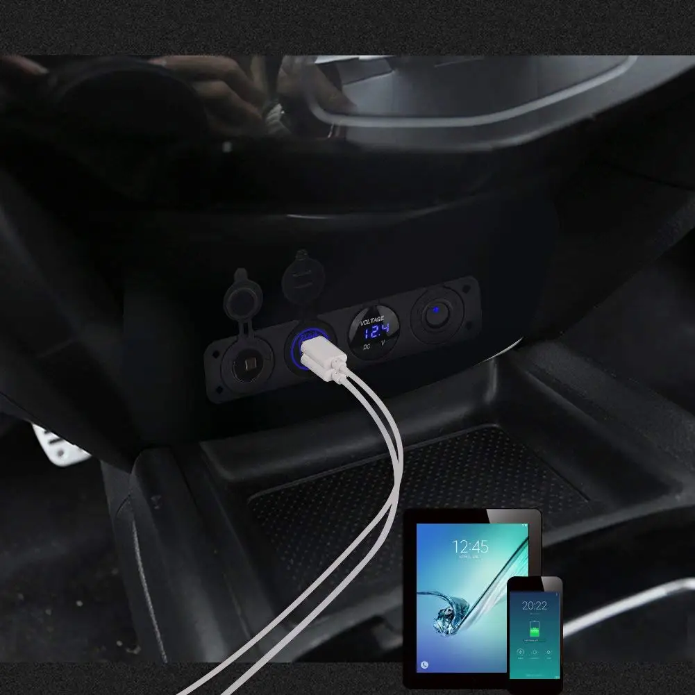 DIY 4 in 1 Panel 4.2A Dual Usb Charger Cigarette Lighter Switch VoltMeter 60CM Cable for Car Boat Trailer Vehicles Truck Yacht | Автомобили