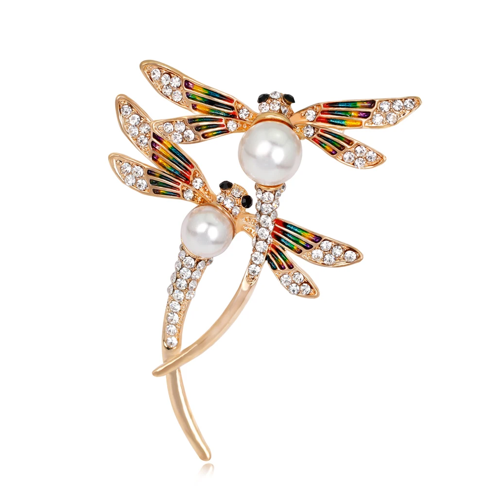 

Rinhoo 2021 Natural animals Brooch pins ladybug Butterfly Dragonfly Mermaid Brooch For women Crystal Brooch Fashion Pearl Brooch