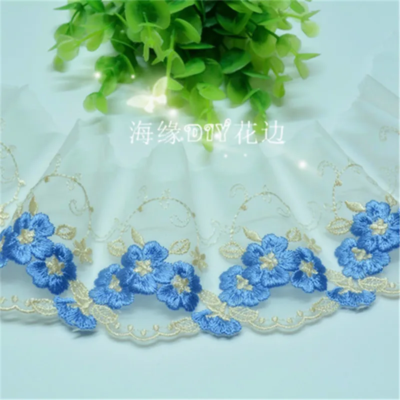 5yds 5Colors Embroidery Flower Applique Lace Bridal Dress Sewing Trims Doll Clothes Decoration skirt Mesh 8cm LC0135 | Дом и сад