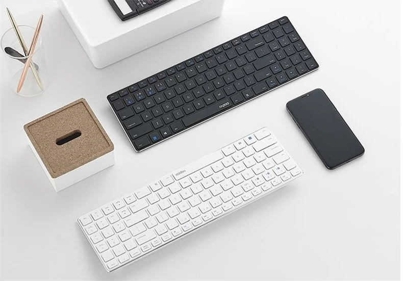 Rapoo E9300 Bluetooth/2,4G мультимедийная 5,6 мм ультра-тонкая беспроводная клавиатура для ноутбуков настольных компьютеров ПК с 3 устройствами подключения