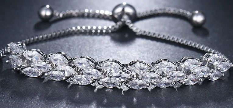 Платиновое покрытие EMMAYA Bling Cz Кристалл бисера браслет дружбы красочные Кристальные регулируемый браслет для женщин браслет из бисера - Окраска металла: Платиновое покрытие