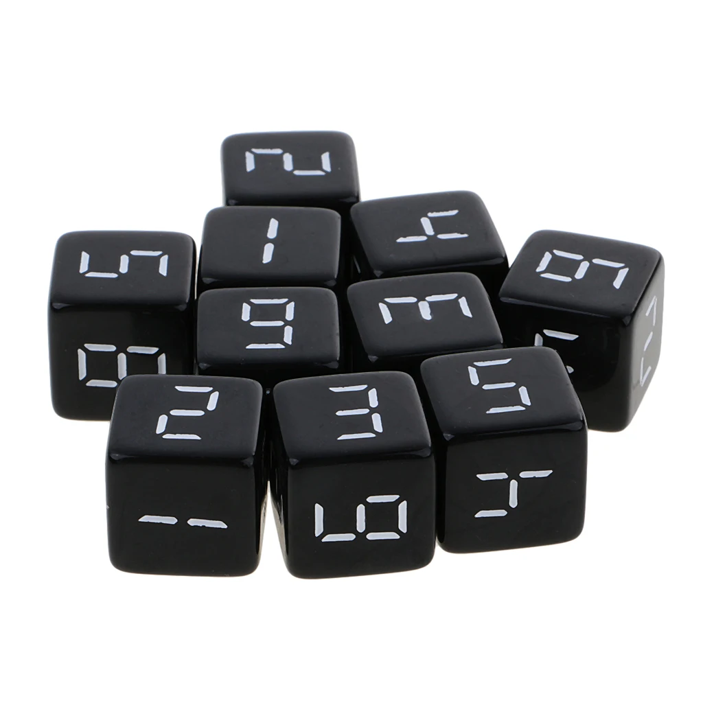 MagiDeal 10 шт./лот D6 игральные кости шестисторонний черный с белыми цифрами для друзей вечерние доски для паба клуба ролевые игры 16 мм