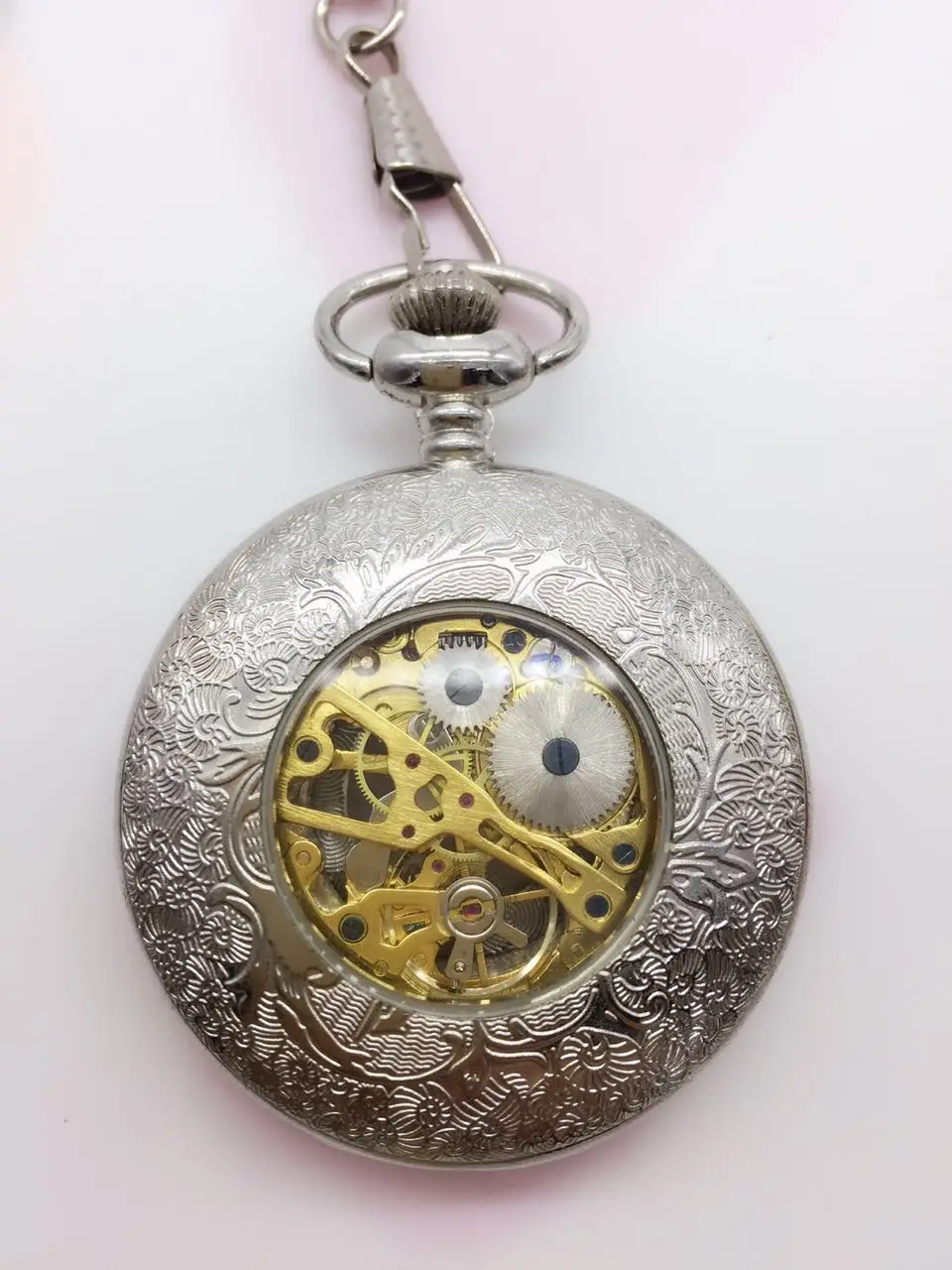 

Wholesale Antique Silver Polish Case Hand Wind Mechanical Men Pocket Watch GIFTS Drop Shipping P34