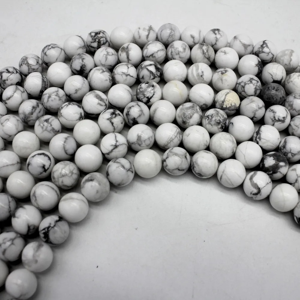 Оптовая продажа натуральных бусин из белого камня Howlite для изготовления