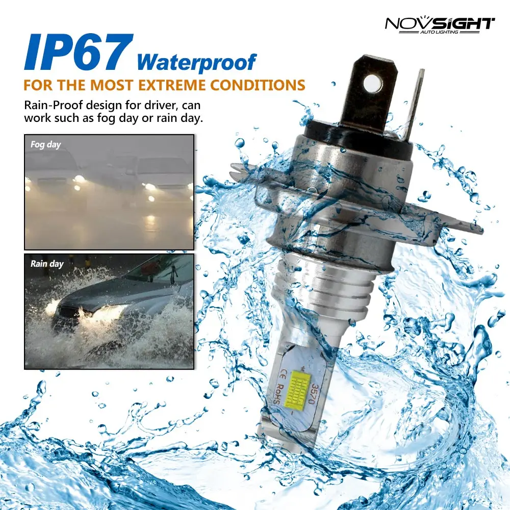 NOVSIGHT H4 H7 H11 H8 H9 H16JP H1 H3 Автомобильный светодиодный противотуманный Светильник лампы 9005 9006 1800LM авто дальнего света 6500K 160W белый Чип 3750 Противотуманные огни