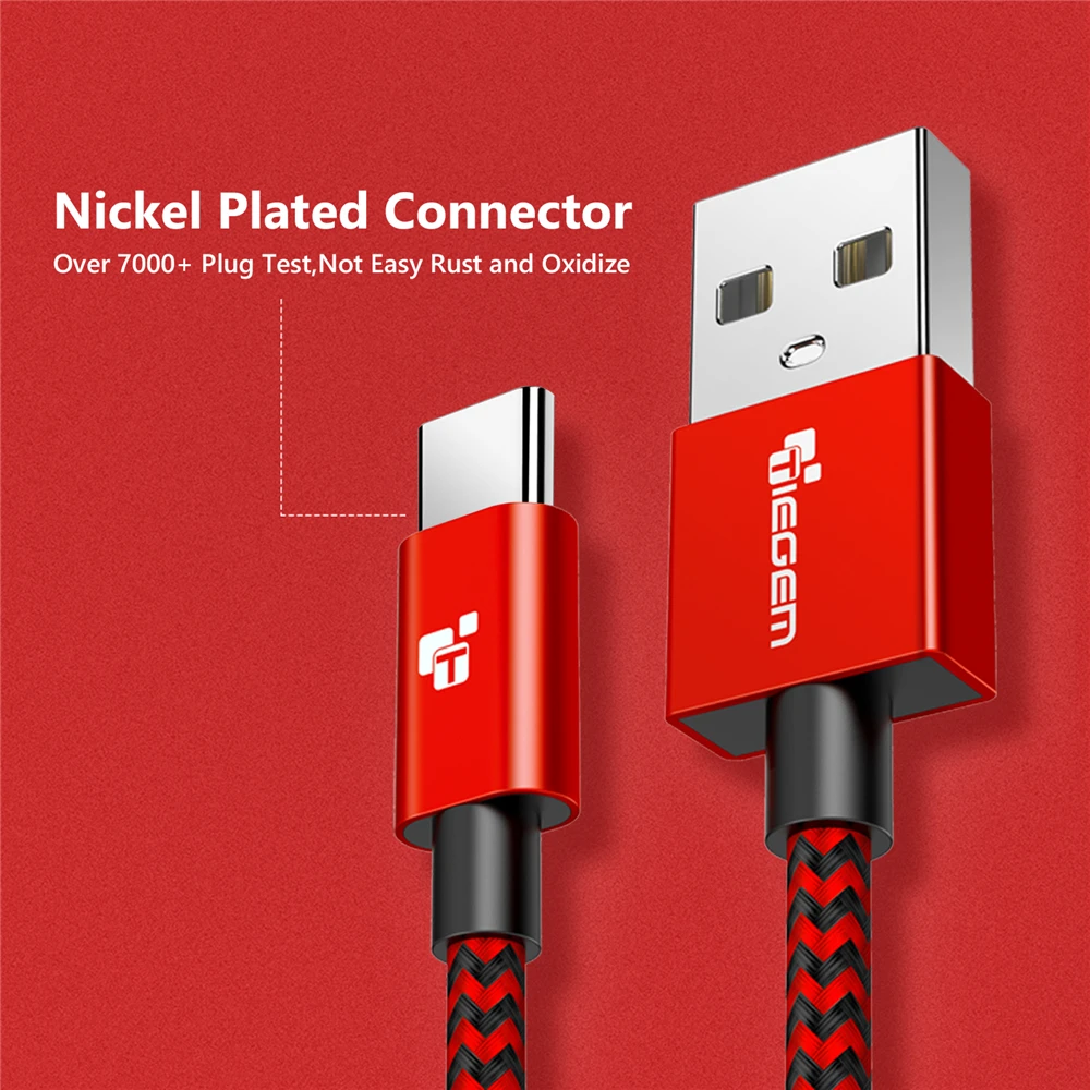 TIEGEM usb type C 3,1 кабель нейлоновый кабель передачи данных для быстрой зарядки usb type-C кабель зарядного устройства для Nexus 5X6 P OnePlus 2 ZUK Z1 Z2 USB-C