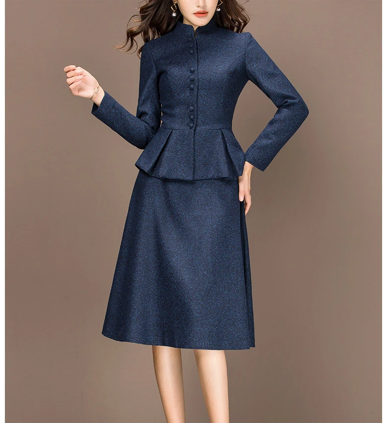 2 piece outfits for women Fashion Autumn Winter Two Piece Set ELegant Office Lady Suit Plus Size 3XL casaco feminino LX439