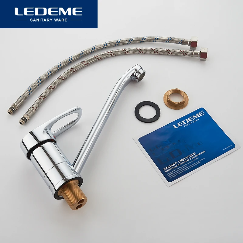 LEDEME Смеситель для кухни с гайкой латунь Цвет: хром L4904| |