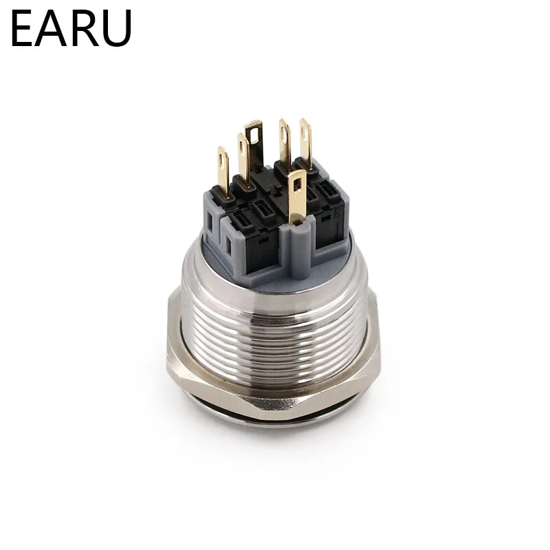 Металлический кнопочный переключатель из нержавеющей стали 28 мм плоский круглый