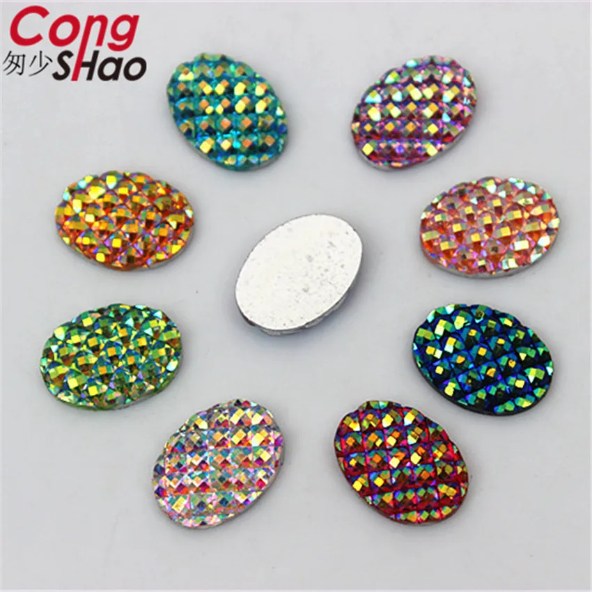 

Cong Shao 200 шт 10*14 мм AB цветные овальные камни и кристаллы с плоской задней поверхностью из смолы, стразы, отделка, сделай сам, костюм, кнопка, апп...