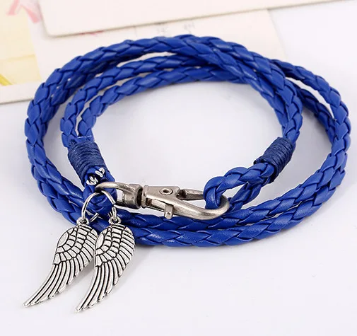 Simple woven Multilayer Leather Bracelets &amp Bangles for man woman Vintage Wing Wristband unisex Jewelry Gift 5 colors | Украшения и