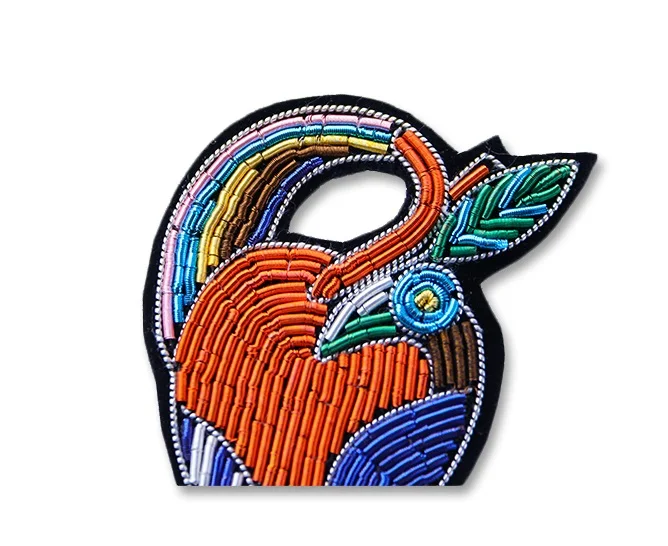 DIY New 3D Hand embroidery badges Heart Embroiderd metal wire applique for Coat Trousers Bag Brooch | Дом и сад