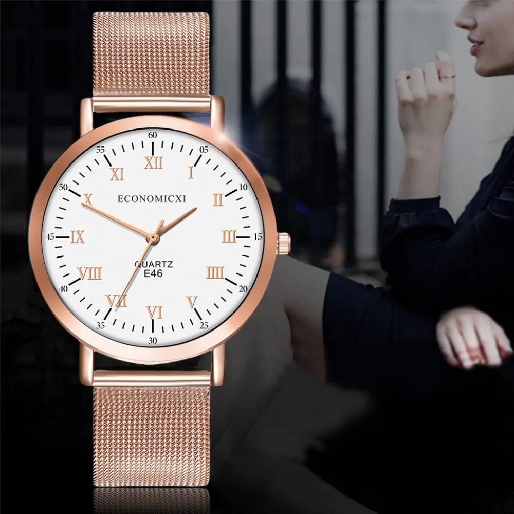 Ретро римские цифры новые женские часы из розового золота Роскошные модные