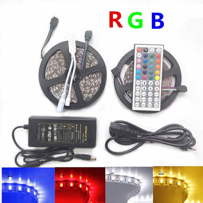 

10M 2*5m SMD 5050 LED Strip Light Waterproof DC12V RGB Diode Tape +44Key Remote +6A Transformer Power Adapter for Decoration