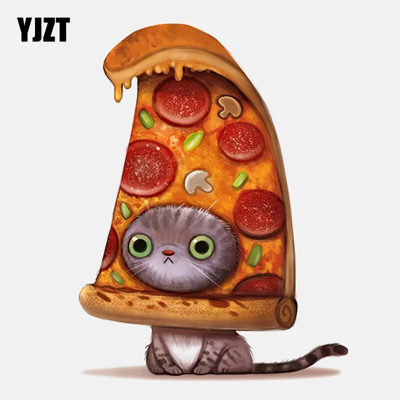 Мотоциклетная наклейка для автомобиля YJZT 11 5 см * 14 9 вкусная пицца и кошка ПВХ