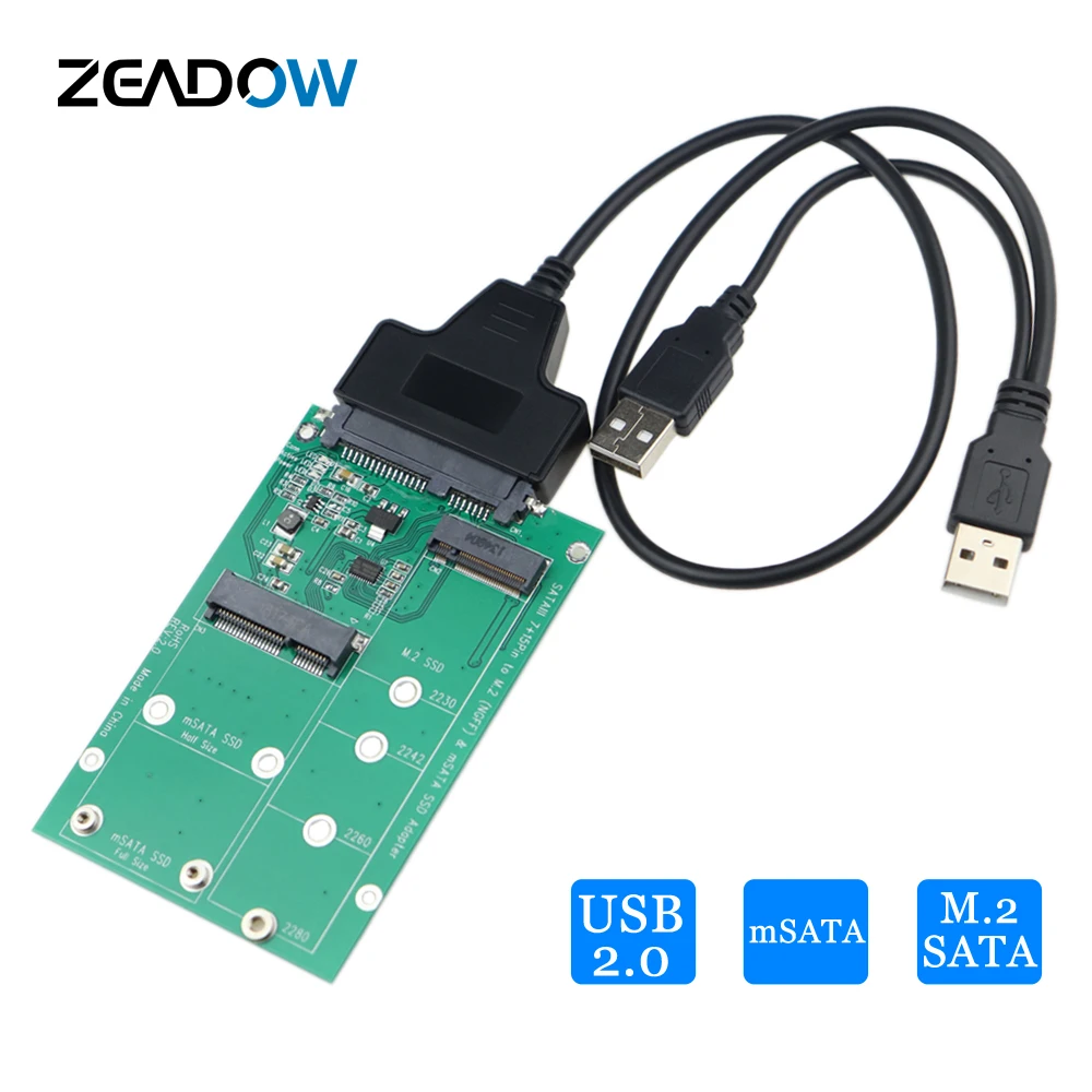 Карта преобразователь NGFF mSATA SSD 2 в 1 с 3 5 дюймовым адаптером USB SATA поддержкой кабеля