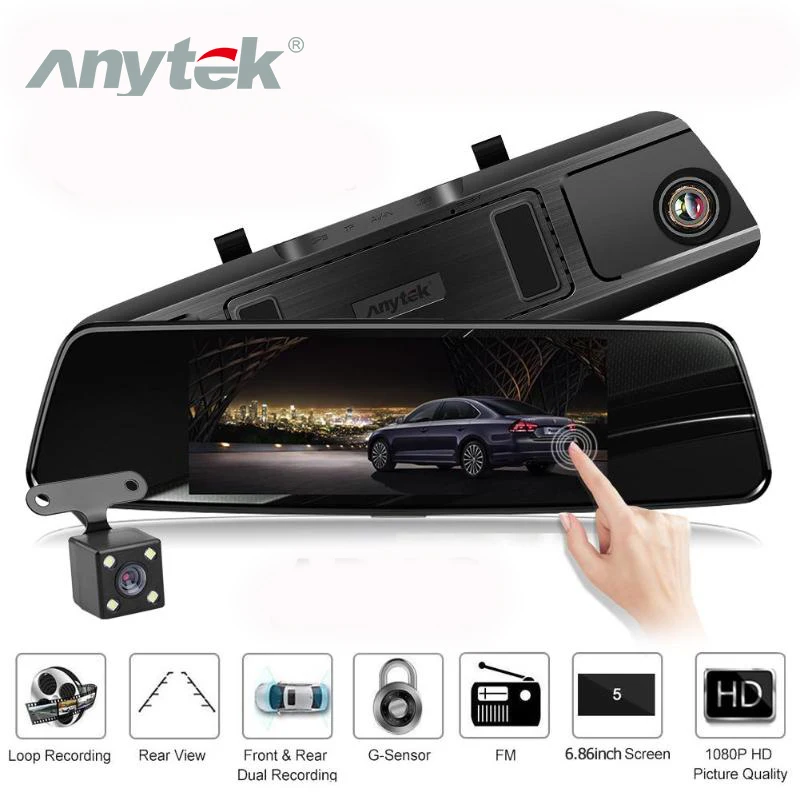 Anytek T77 Автомобильный видеорегистратор с двумя объективами и сенсорным экраном FHD