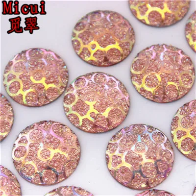 Pink AB Micui, 50 шт, 20 мм, разноцветные Круглые полимерные стразы, хрустальные бусины с плоским основанием для рукоделия, украшения для свадебной одежды, ZZ732 - Color: Pink AB