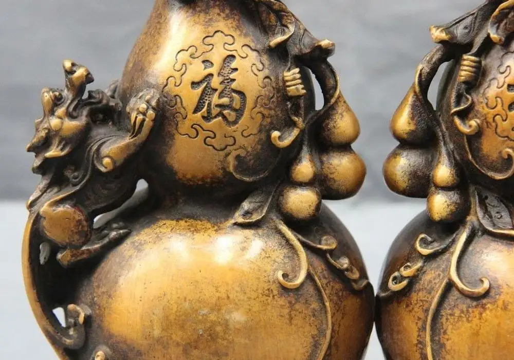 Chinese Bronze Copper Fengshui Golden toad Brave troops Vase Bottle Gourd Statue | Дом и сад
