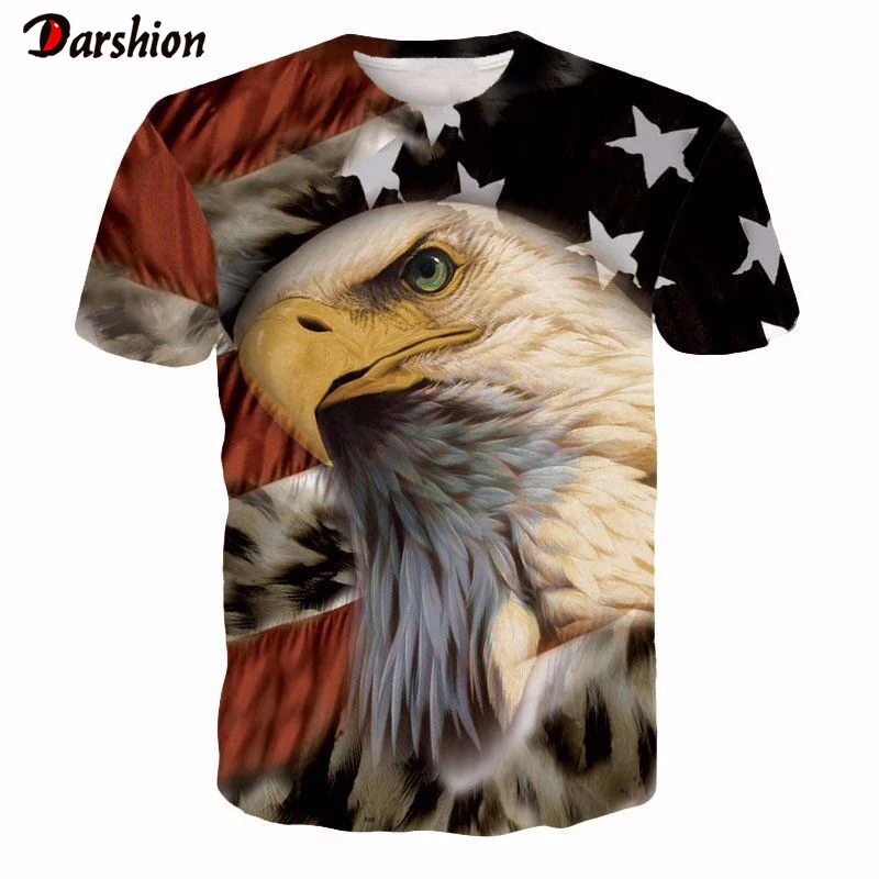 Футболка с 3D принтом орла мужская повседневная футболка коротким рукавом и О