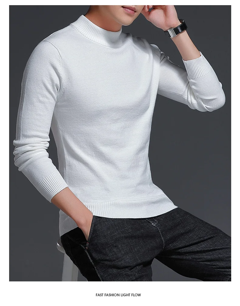 Brand New Casual Sweater Men Pullovers Thick Warm Autumn Fashion Style Cashmere Sweater Male Solid Slim Fit Knitwear Pull Coat