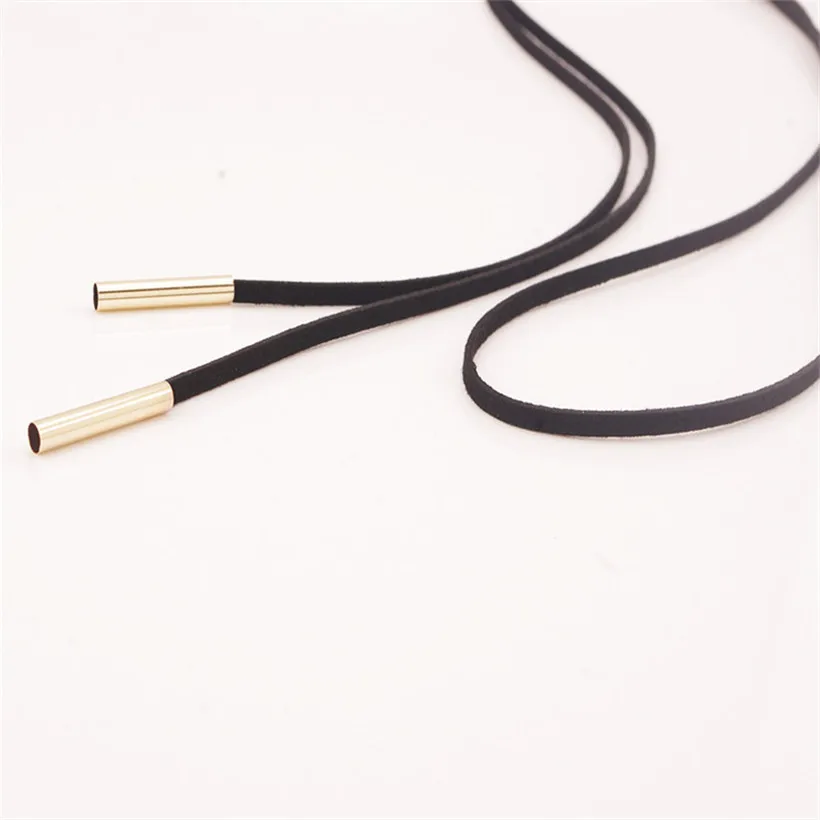 Длинное ожерелье-чокер черное недорогое для ювелирных изделий из кожи модное