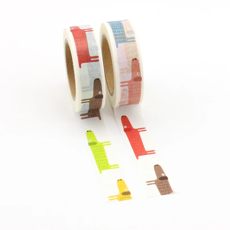 

2PCS/lot Cute Dachshund Decorative Japanese Washi Tape Paper DIY Scrapbooking Adhesive Tape Mask 1.5cm*10m School Office Supply