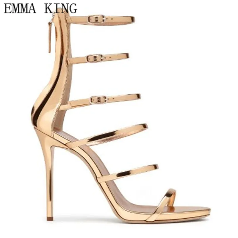 New European Roman Sandals Thin Buckle Stiletto High Heels Sexy Hollow Women's Shoes | Обувь