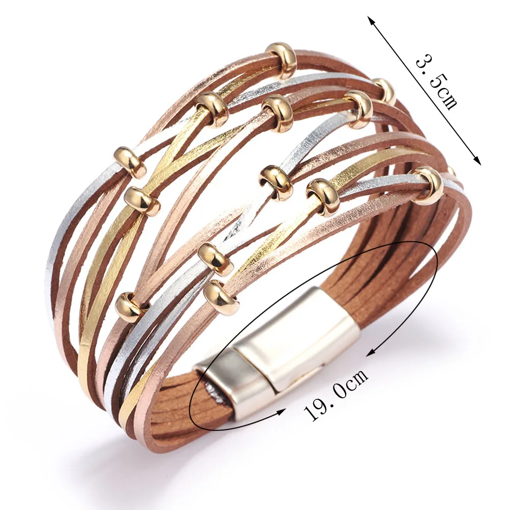 Multilayer Leather Bracelets for Women Men 6 Colors Magnet Clasp Charm Bohemian Wrap Bracelet&ampBangle Jewelry | Украшения и