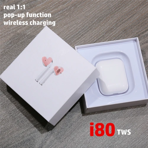 I80 TWS Air 2 Bluetooth наушники беспроводные W1 чип всплывающие 1:1 Размер гарнитура для iPhone