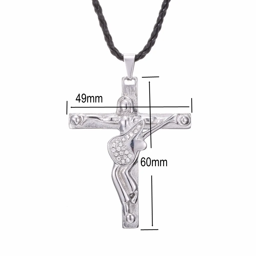 Johnny Hallyday гитары крест кулон цепочки и ожерелья для мужчин женщин Колье jewelry нержавеющая сталь изящная серебрянная цепочка христианское распятие