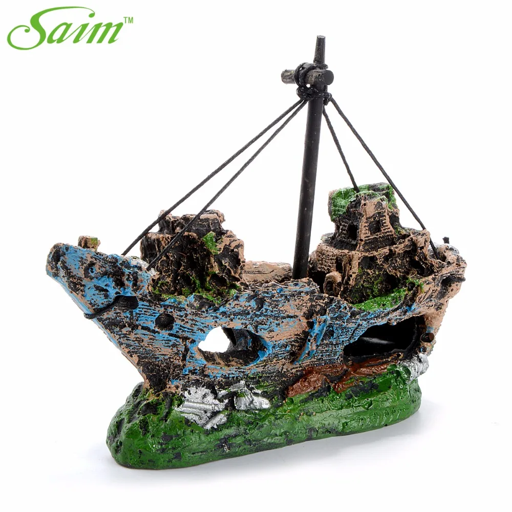 Камни для аквариума украшения из смолы затонувший корабль аксессуары каменная