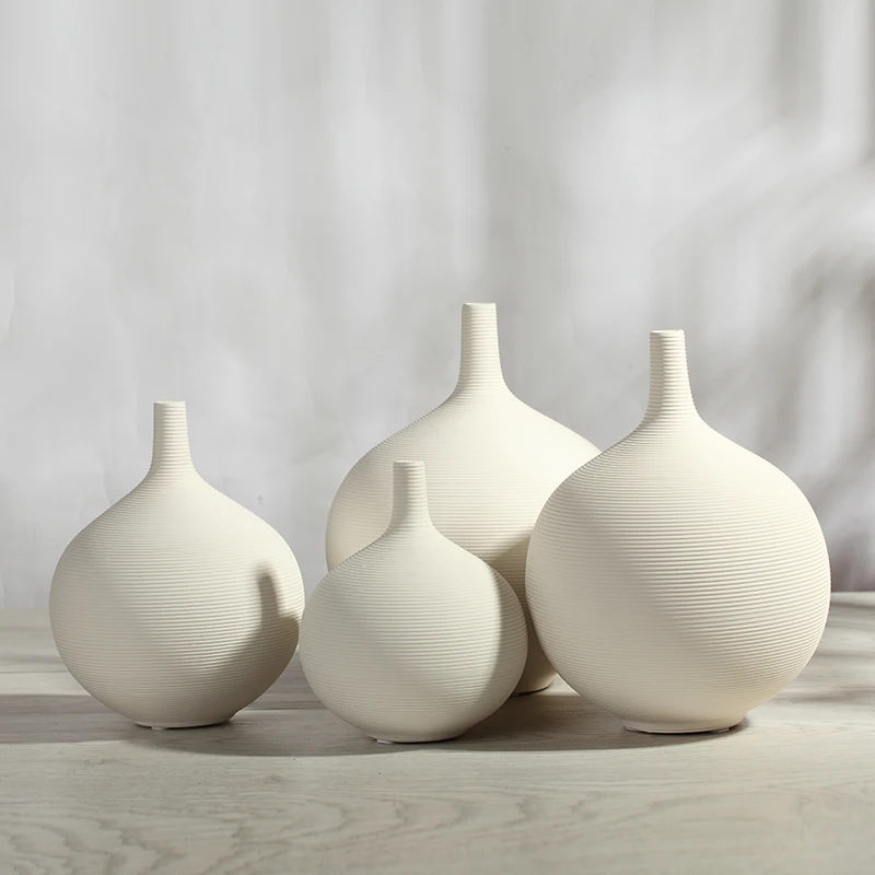 

white spherical ceramic creative contracted flower vase pot home decor craft room decoration handicraft porcelain figurine