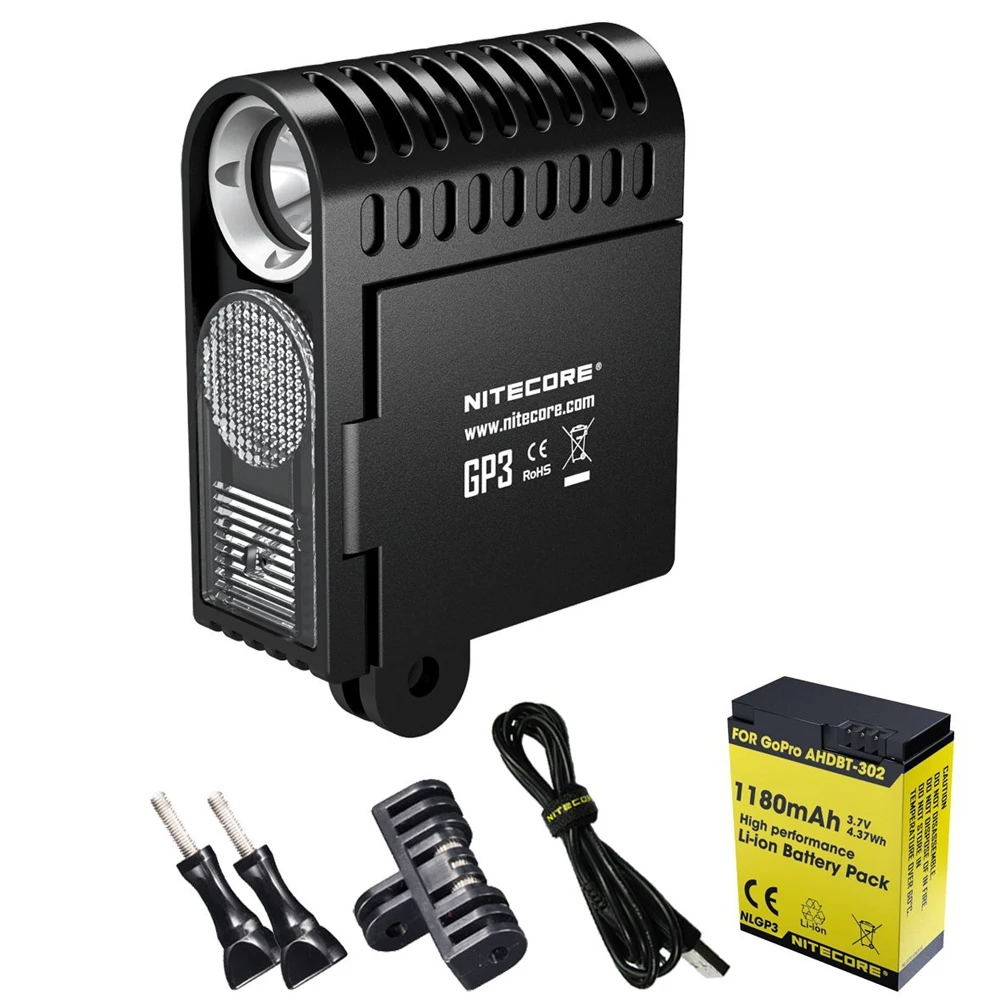 Action camera light NITECORE GP3 360 люмен 5 режимов usb порт для зарядки подходит камеры gopro