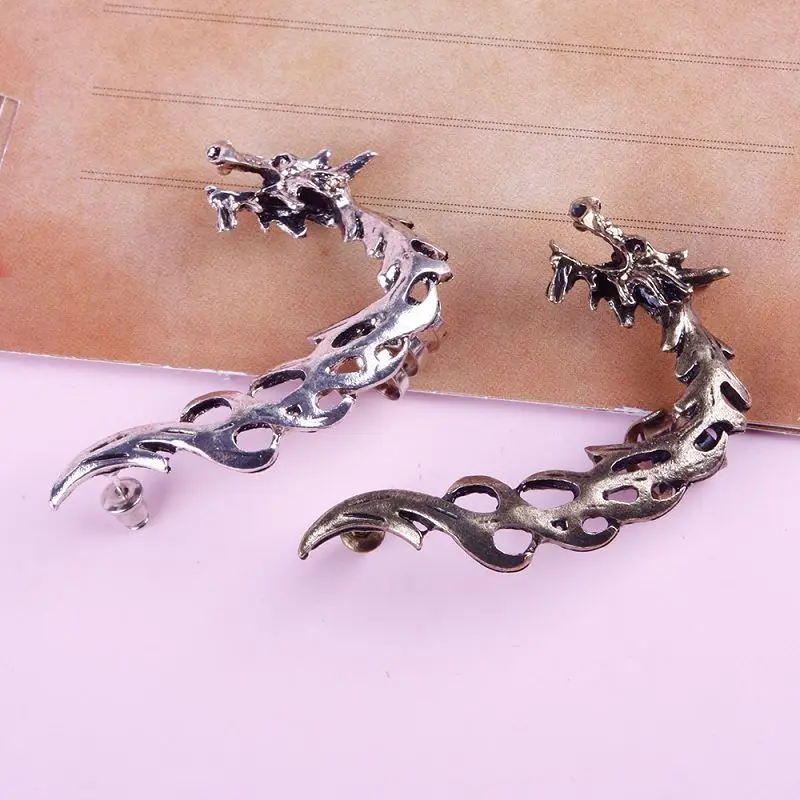 Ретро готика Рок Панк полый ревущий Дракон уха манжеты зажимные серьги-клипсы