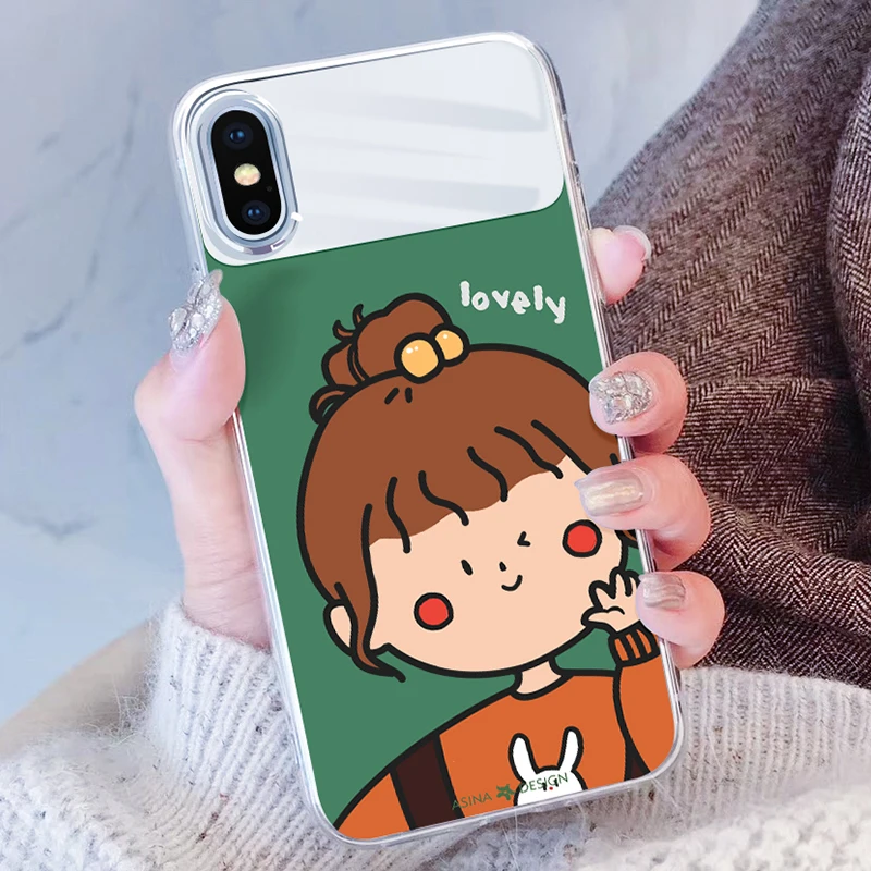 Роскошный зеркальный чехол для телефона iPhone 7 8 Plus милый мультяшный силиконовый