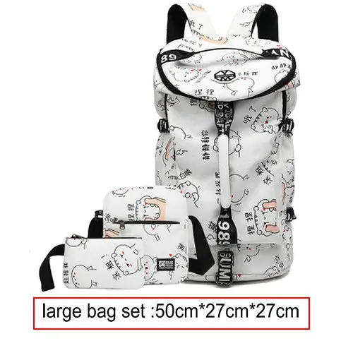 large white set 36L дорожный рюкзак для ноутбука, женский рюкзак, школьные сумки для девочек-подростков, цветочный принт, rugzak back pack kippling, женский рюкзак - Цвет: large white set