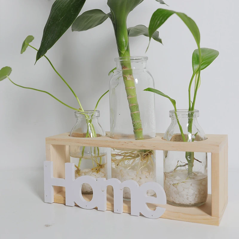 GVCD маленькая свежая прозрачная стеклянная ваза гидропоники зеленый