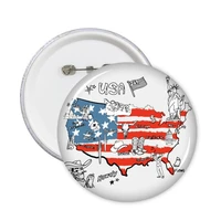 5pcs america map flag landmark statue of liberty word illustration pattern round badge button clothing patche kid gift brooche