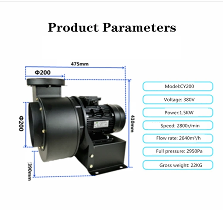 CY200-1.5KW 380v50Hz Маленький мультикрылый Теплоизоляционный центробежный вентилятор высокой температуры CY125 высокотемпературный вытяжной вентилятор котла наведенный черновой вентилятор - Цвет: CY200-1.5KW 380v50Hz