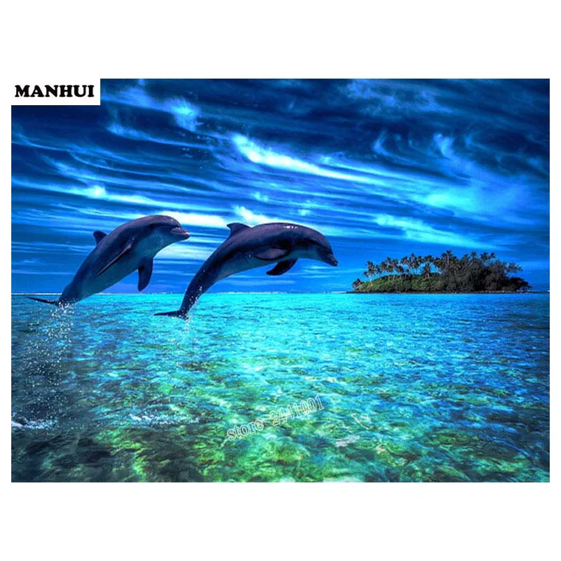 Стразы живопись кристалл домашний декор DIY алмазная дельфин 5D Вышивка крестиком