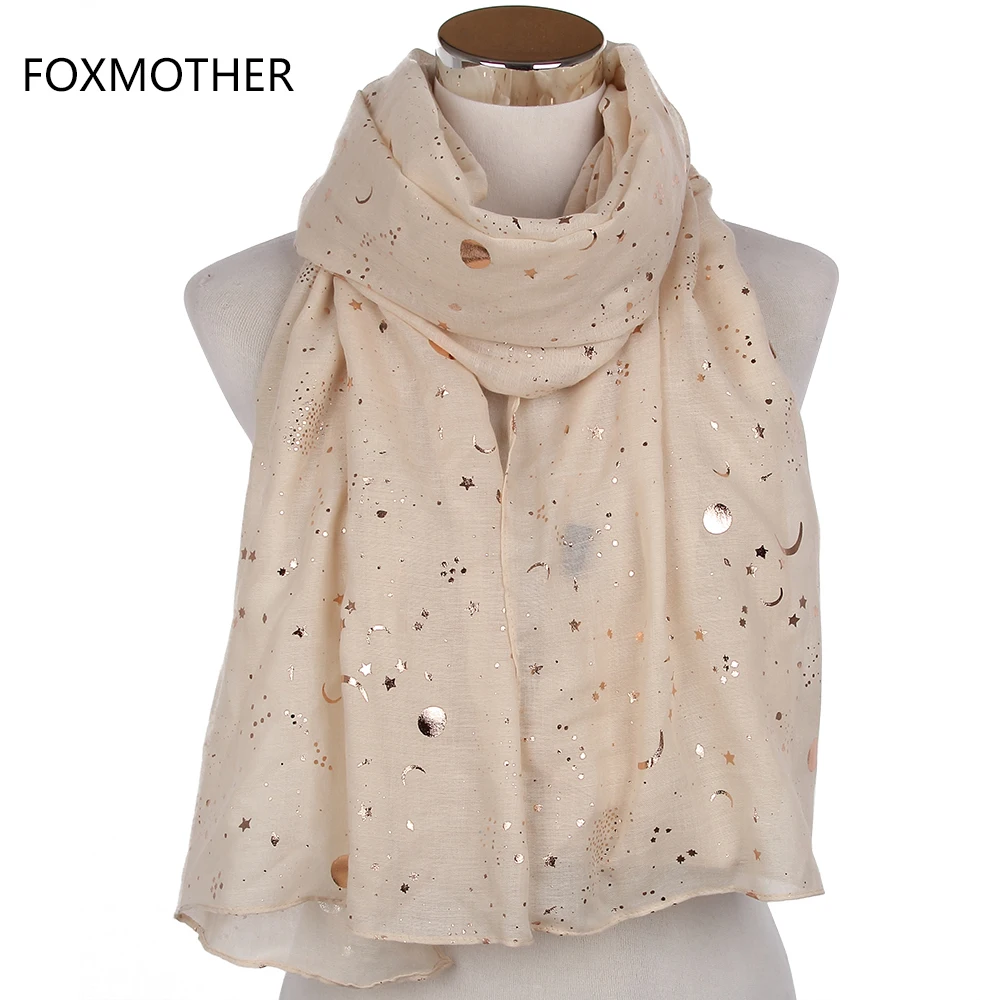 Женский шарф кольцо FOXMOTHER бежевый или розовый платок с блестящим металлическим