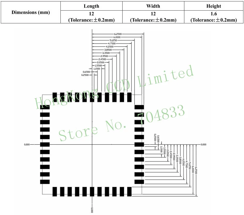 RTL8723BS комбо модуль 44 pin RL-SM02BD-8723BS-V1.3 12*12 мм wifi: GSPI+ SDIO BT: UART